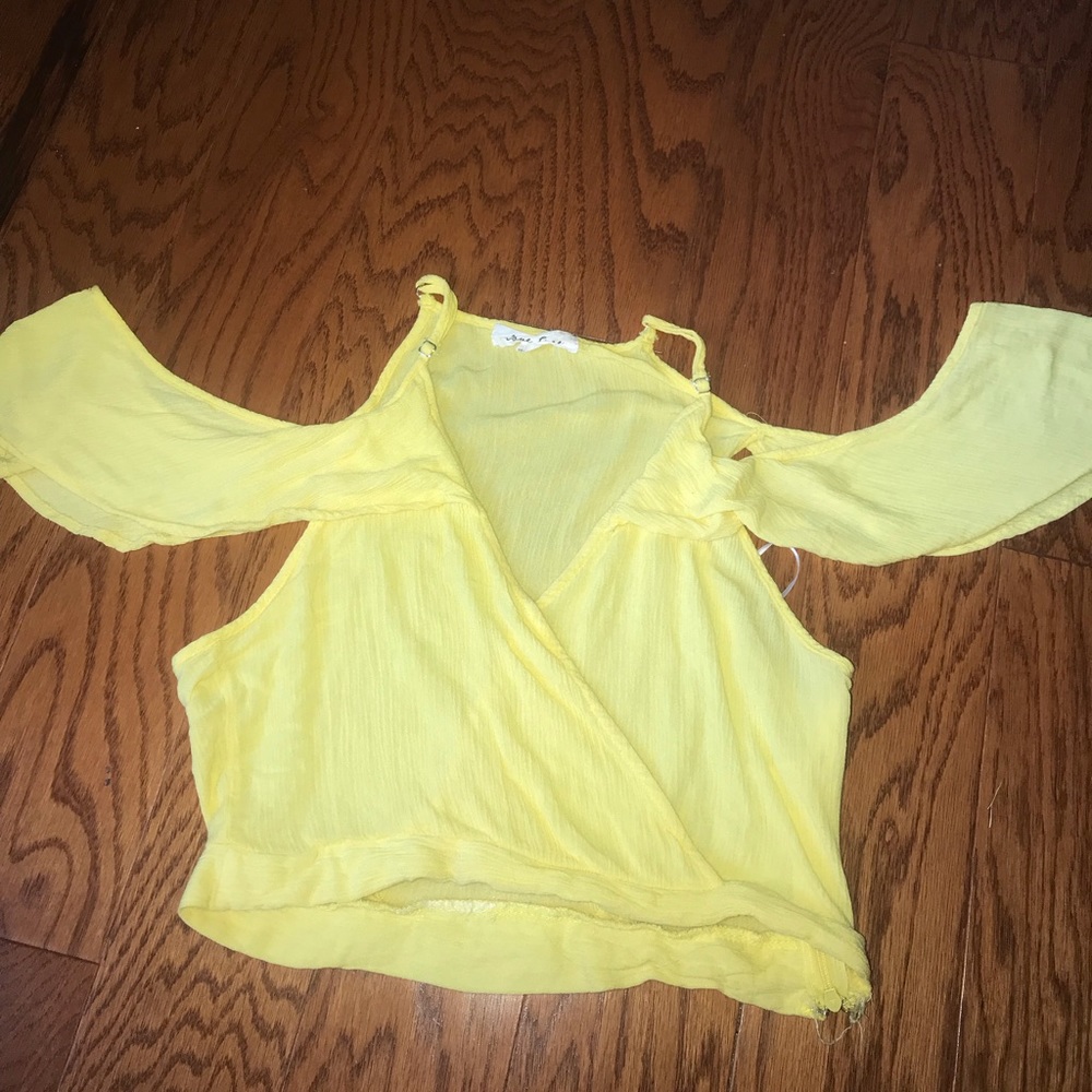Yellow Off The Shoulder Crop Top
